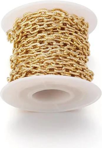 Miniatura 13 de N/C Cadenas de aluminio de 15 pies de eslabones de perlas de imitación, cadena de eslabones trenzados, cadenas de cable cruzado con colgante