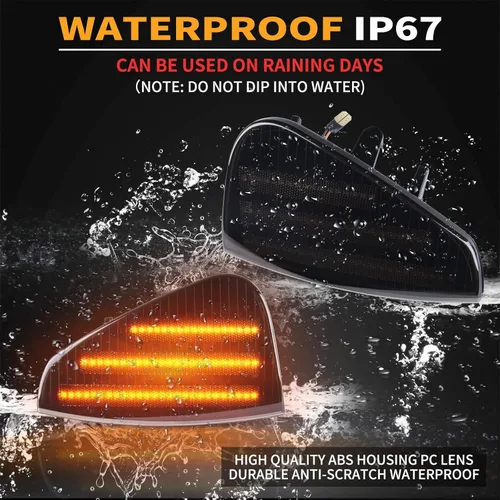 Miniatura 6 de Gempro Luces LED de esquina delantera lateral para Dodge Charger 2006 2007 2008 2009 2010 lámparas intermitentes, 2 unidades (negro ahumado)