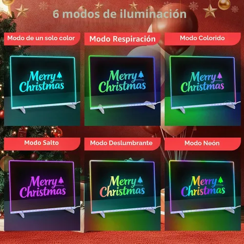Miniatura 4 de Tablero de dibujo LED con 8 colores, pizarra acrílica de borrado en seco de 13 x 10 pulgadas con 13 efectos de luz, tablero de garabatos brillantes