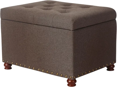 Miniatura 22 de Joveco Otomana rectangular de 24" con almacenamiento para sala de estar, banco tapizado con asiento y reposapiés con tapa abatible, reposapiés
