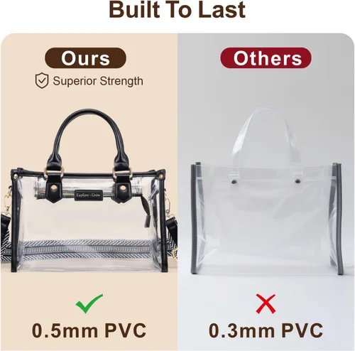Miniatura 8 de PACKISM Bolsa transparente aprobada para estadios, bolsa transparente para eventos de estadio con bolsa interior, perfecta para eventos deportivos