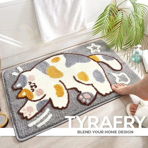 Miniatura 3 de Bonita alfombra de baño de 16 x 24 pulgadas para baño y dormitorio, antideslizante, absorbente, de microfibra suave, lavable a máquina, alfombra