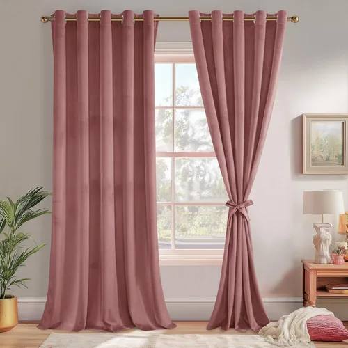 Miniatura 93 de JIUZHEN - Cortinas de terciopelo gris de 63 pulgadas opacas para sala de estar - Cortinas gruesas de terciopelo con ojales para ventana