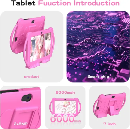 Miniatura 7 de Tablet para niños, tablet de 7 pulgadas para niños 4GB+32GB admite expansión de 1TB, control parental preinstalado, tablet Android para niños, Rosa