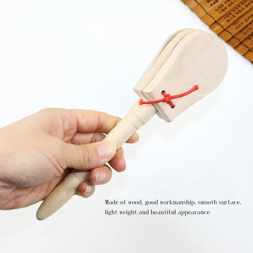 Miniatura 2 de Castañuela de madera con mango para percusión musical, instrumentos musicales, paquete de 2 8.46 x 2.01 x 0.91 pulgadas (largo x ancho x alto)