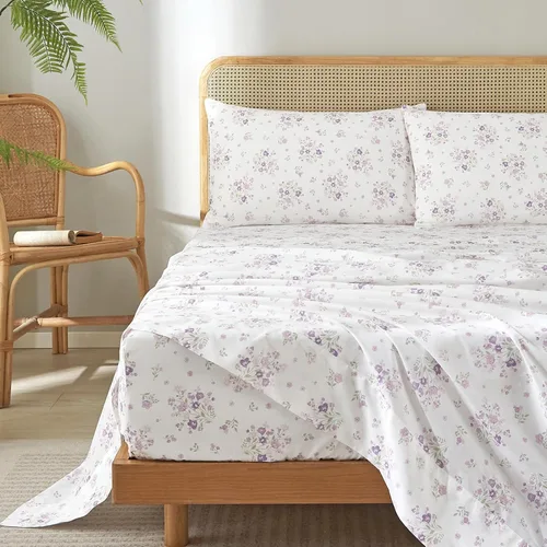 Miniatura 17 de HighBuy Juego de sábanas de tamaño individual - Sábanas frescas y transpirables de color rosa con estampado floral, juego de 3 sábanas - Sábanas