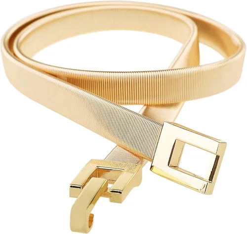 Miniatura 4 de Tanpie Cinturón ajustado para mujer, con cadena elástica de metal, dorado y plateado, Oro, plata