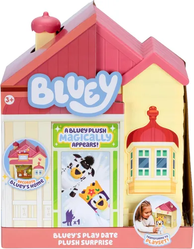 Bluey 's Play Date Plush Surprise - Juego de casa para niños pequeños, casa de juguetes duradera con exclusivo juguete de peluche, juguetes