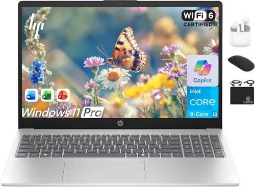 Portátil HP 2025 Flagship Business Ultra Slim, Office de por vida, alimentado por IA, HD de 15.6", Intel i3 de 8 núcleos, 16 GB de RAM, 628 GB de