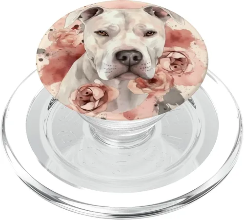 Miniatura 7 de Dogo Argentino Rosas Flor Acuarela Dogo Argentino PopSockets Estándar PopGrip
