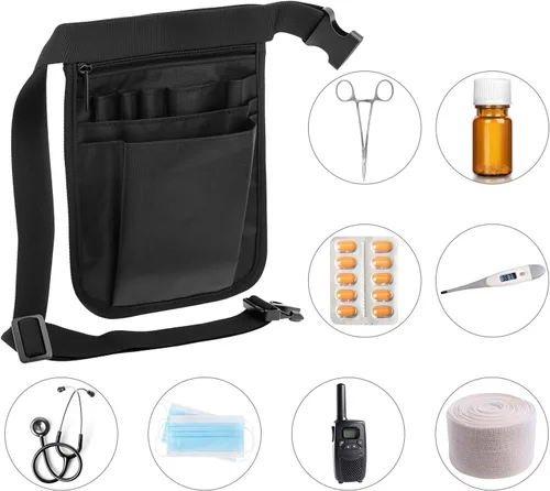 Miniatura 5 de QWORK Cinturón Organizador Médico, Bolsa de Almacenamiento para Enfermeras, Bolsa de Cintura Bolsillo para Tijeras Médicas Kit de Herramientas