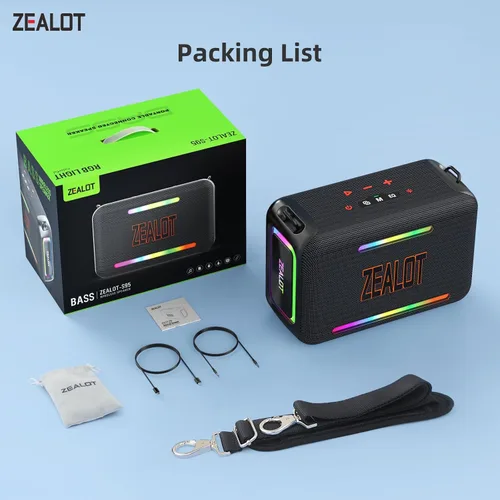 Miniatura 9 de ZEALOT Altavoz Bluetooth de 120 W RMS (pico de 150 W), altavoces inalámbricos portátiles IPX6, resistente al agua, altavoz de subwoofer Bluetooth