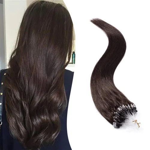 Miniatura 51 de SEGO Extensiones de cabello humano con micro cuentas, extensiones de cabello humano con micro bucle, lacio, natural, fusión fría, 1.76 oz/paquete