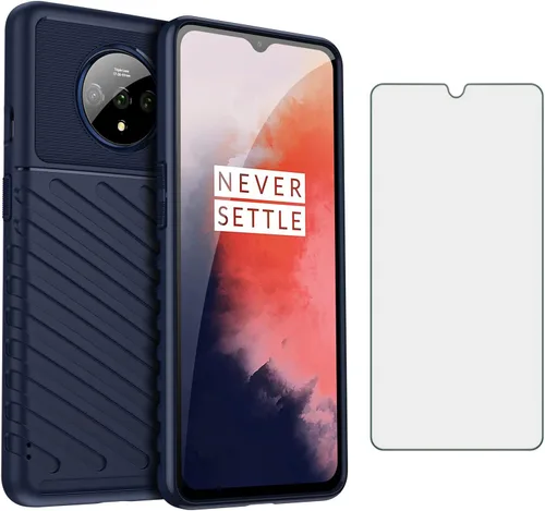Asuwish Funda de teléfono para OnePlus 7T con cubierta protectora de pantalla de vidrio templado y accesorios para celda, funda delgada y suave de
