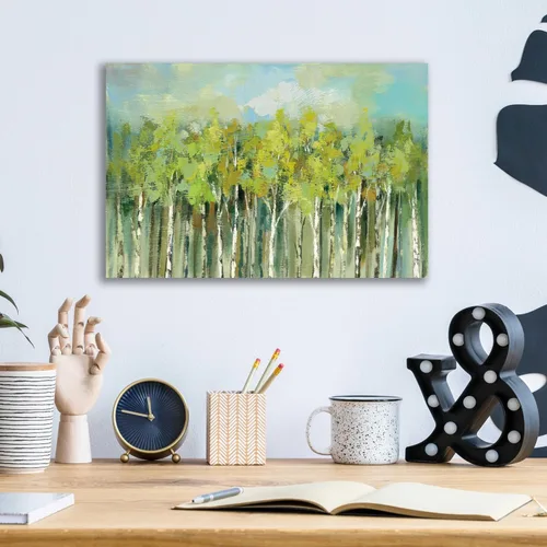 Miniatura 3 de Epic Art 'April Tree Tops' de Silvia Vassileva, arte de pared de vidrio acrílico, 16.0 x 12.0 in