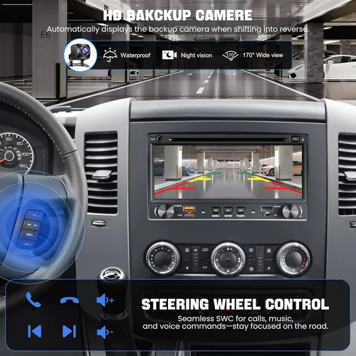 Miniatura 6 de Estéreo de coche doble DIN con reproductor de CD y DVD, compatible con Carplay inalámbrico y Android Auto, radio de coche de 7 pulgadas con salida