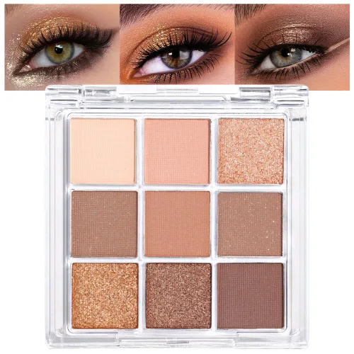 Miniatura 11 de evpct - Paleta de sombras de ojos con purpurina verde de 16 colores, maquillaje a prueba de agua, verde oscuro, verde claro, amarillo, naranja