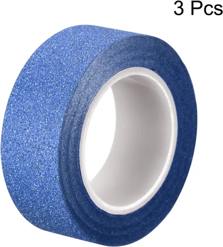 Miniatura 3 de MECCANIXITY Cinta de purpurina de 0.6 pulgadas x 32.8 pies, cinta decorativa autoadhesiva para manualidades, 0.6 in x 32.8 ft, azul profundo