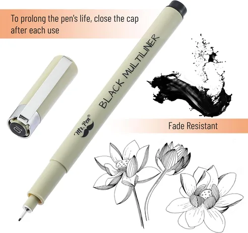 Miniatura 6 de Mr. Pen - Bolígrafos de punta microfina de 0.2mm, paquete de 8 - tinta negra, para diario bíblico y bocetos Acid-Free, No-Smear Quick-Dry