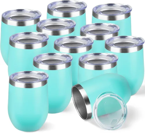Miniatura 31 de StarSpeed Vaso de vino de 12 onzas con tapa, tazas de viaje de acero inoxidable sin pie con aislamiento de doble pared, taza de café aislada, vasos