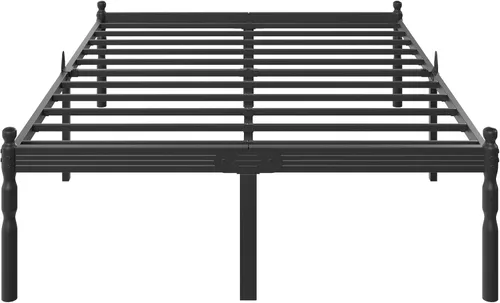 Miniatura 17 de Base de cama resistente de tamaño individual con almacenamiento y tapón de colchón, marco de cama de metal con plataforma, no necesita somier, fácil
