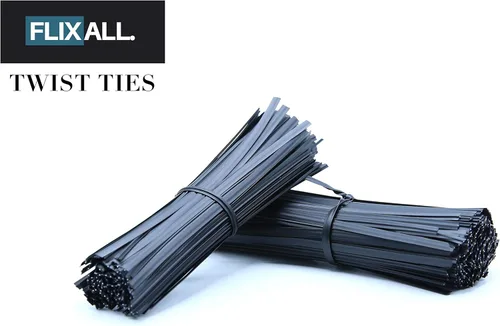 Miniatura 7 de Paquete de 100 lazos de torsión de 5 pulgadas, reutilizables, de alta calidad, con revestimiento de plástico negro para bolsas, cables, lazos