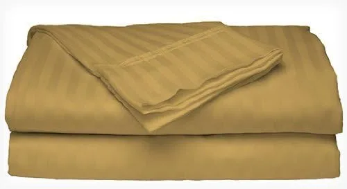 Miniatura 4 de Paquete de 2: Juego de 4 piezas - Juego de sábanas finas de 400 hilos 100% algodón Dobby Stripe (matrimonial, beige - beige)