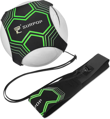 Miniatura 9 de Entrenador de fútbol/voleibol/rugby, patada y lanzamiento de fútbol, ayuda de entrenamiento para práctica en solitario, control de habilidades, Negro