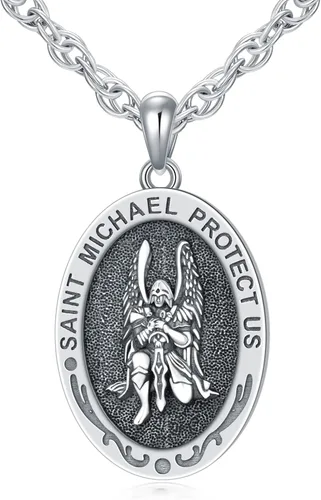 Miniatura 110 de CEKAMA - Collar de plata de ley 925 con dije de amuleto para hombres y mujeres, con cadena de 0.098 in, 22 pulgadas + 2 pulgadas