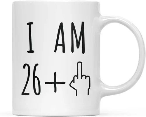 Miniatura 55 de Andaz Press Divertida taza de café de 11 onzas, regalo de broma de cumpleaños, I Am 49 + 1 dedo medio, 1 paquete, ideas de regalo de cumpleaños 50