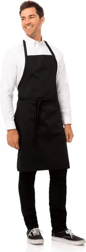 Miniatura 3 de Chef Works Delantal con pechera unisex sin bolsillos, Negro