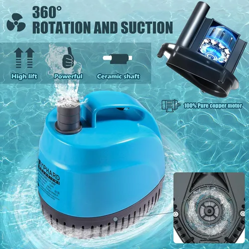 Miniatura 2 de LYPHARD AQUARIUMS Bomba de agua sumergible de 125 W, 1110 GPH de alta elevación 12.8 pies bombas de acuario para pecera, estanque, fuente