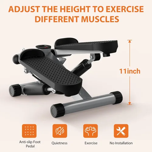 Miniatura 4 de Sweetcrispy Mini Escalones con Bandas de Resistencia para Ejercicio en Casa, Máquina de Ejercicio de Escalón con Giro Portátil para Entrenamiento
