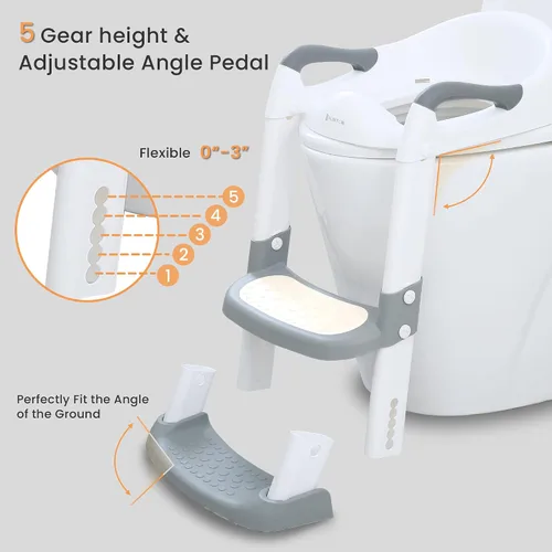Miniatura 5 de JASSONE® Asiento de Entrenamiento para Ir al Baño, Taburete de Paso para Niños Pequeños, Inodoro de Entrenamiento para Ir al Baño 2 en 1 para Niños