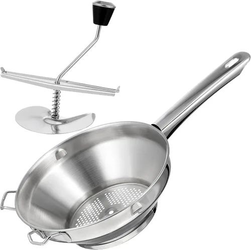 Housoutil 1 prensa manual de patatas de acero inoxidable para puré de papas fáciles de puré de patatas dulces y más, no requiere electricidad,