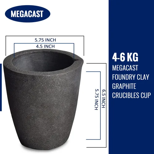 Miniatura 2 de # 4 17.6 lbs MegaCast, Crisoles de grafito de arcilla de fundición negro Torcha Horno Fundición de fusión Refinación Oro Plata Cobre Latón Aluminio
