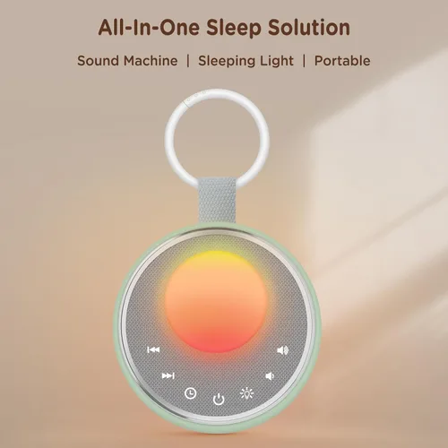 Miniatura 3 de Peakeep Máquina de sonido con luz para dormir para bebé, ventilador de latido cardíaco de ruido blanco, 27 sonidos, 3 reguladores regulables