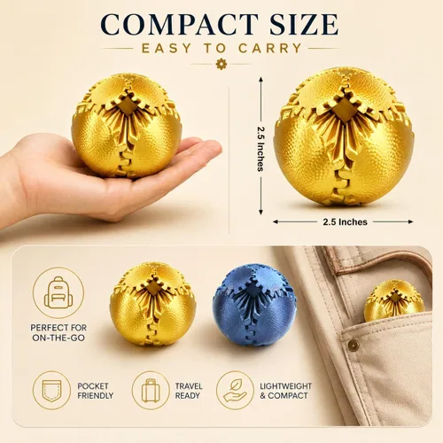 Miniatura 4 de 2 unidades de juguetes para ansiedad con bola de engranaje, esfera de engranaje, steampunk, alivio del estrés para niños y adultos, impreso en 3D