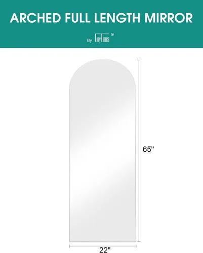 Miniatura 4 de Espejo Arqueado de Longitud Completa de 65''x22'' con Soporte, Espejo de Cuerpo Completo de Longitud Completa de Pie Independiente, Espejos