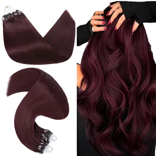 Miniatura 20 de Hairro Micro Loop - Extensiones de cabello humano microenlaces de microperlas de cabello Remy para mujer, reflejos degradados, fusión fría, micro