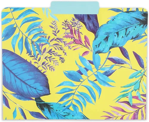 Miniatura 3 de Paper Junkie Carpetas decorativas para archivos, paquete de 12, tamaño carta, tropical, carpetas y bolsillos de cartulina, pestañas de corte 1/3