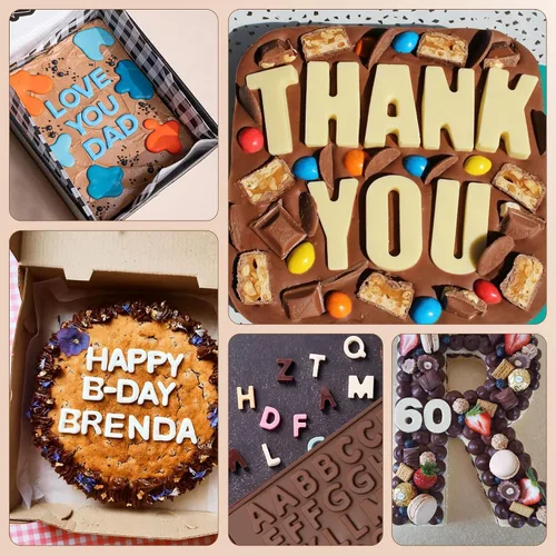 Miniatura 7 de Moldes de silicona para letras y números de chocolate con símbolos de decoración de pasteles de feliz cumpleaños, 2