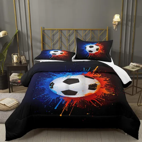 Miniatura 9 de Bodhi Ropa de cama para niños: juego de edredón deportivo de baloncesto para niños, tamaño matrimonial con fundas de almohada 4003