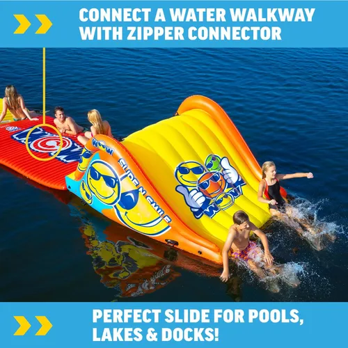 Miniatura 3 de Wow Sports Slide N Smile Slide - Tobogán con diseño de cara feliz con 2 carriles, tobogán acuático flotante gigante para adultos y niños
