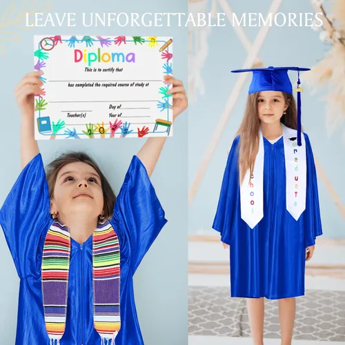 Miniatura 2 de Vestido de graduación para jardín de infantes, preescolar, estola para niños, sarape mexicano, estola de graduación, banda con borla, diploma