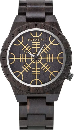 Miniatura 9 de BOBO BIRD Relojes de madera con grabado único para hombre, correa de madera de lujo con caja de madera de bambú