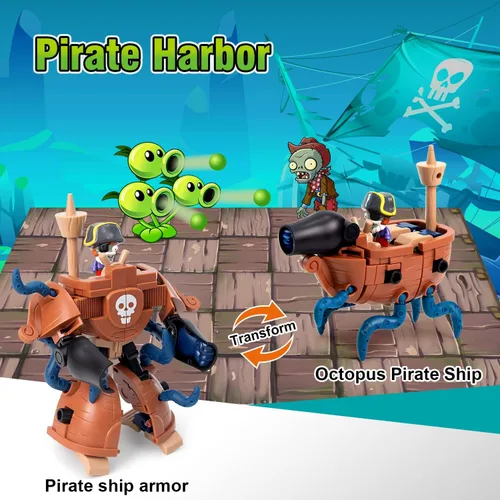 Miniatura 3 de Maikerry Juego de figuras de juguete PVZ 3 en 1, robot jefe de tiburón deformación, figuras de acción, regalos de cumpleaños y fiesta para niños