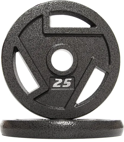 Miniatura 19 de Signature Fitness Olympic - Placa de pesas de hierro fundido de 2 pulgadas para entrenamiento de fuerza y levantamiento de pesas, varios tamaños