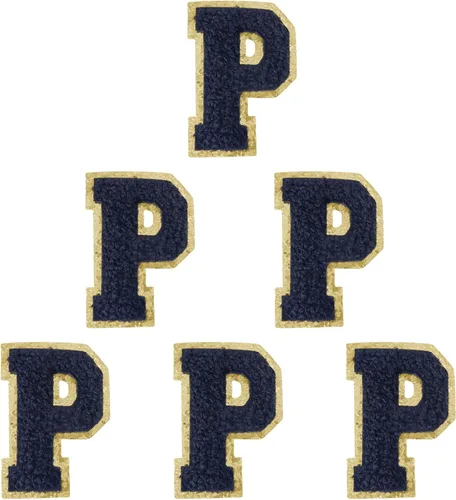 Miniatura 190 de 6 piezas de parches de letras de chenilla autoadhesivas, parches de letras preppy de 2 pulgadas para bolsos, ropa y sombreros, grandes pegatinas