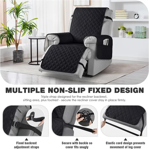 Miniatura 5 de TAOCOCO - Funda antideslizante para silla reclinable, funda para sofá, funda para silla reclinable pequeña con correas elásticas, protector